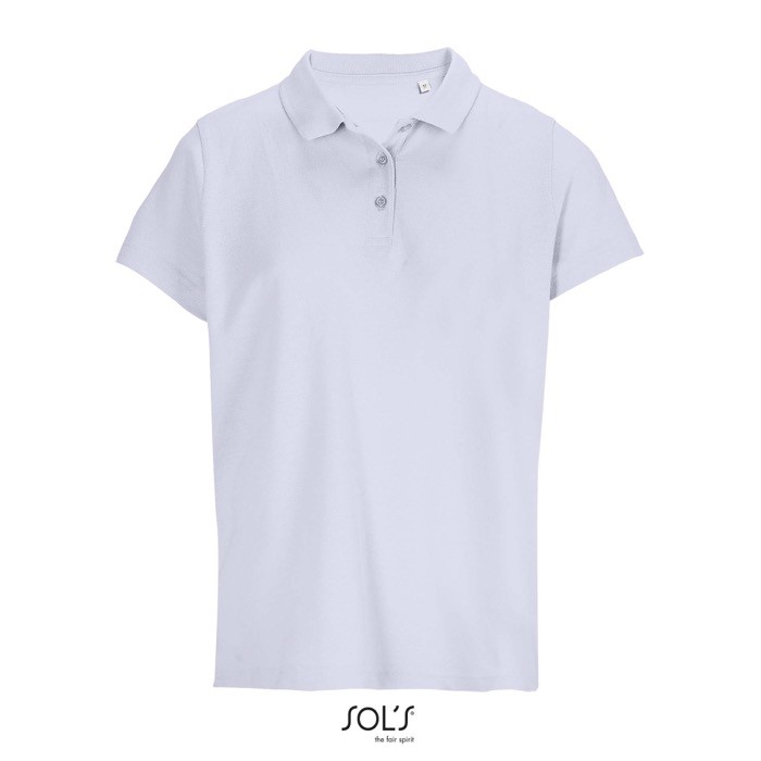 Polo para mujer de 100% algodón peinado y cuello canalé con 3 botones color lila Polo para mujer de 100% algodón peinado y cuello canalé con 3 botones color lila