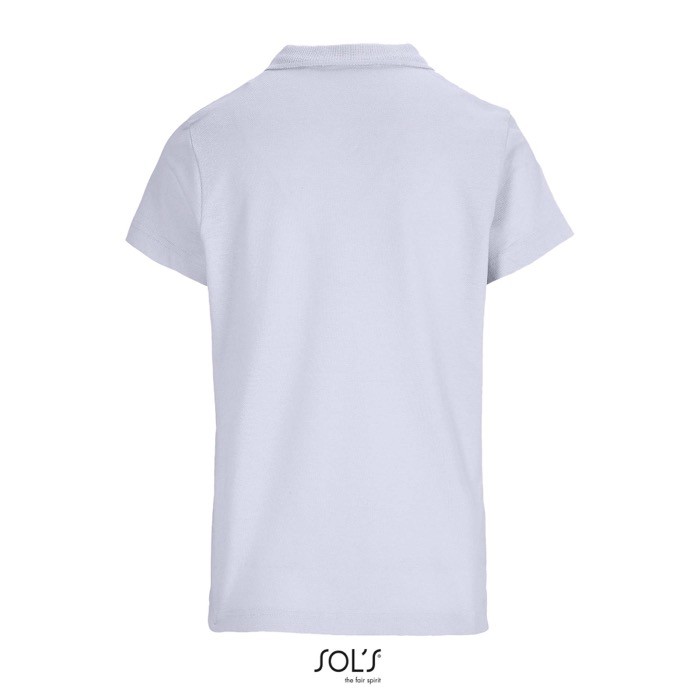 Polo para mujer de 100% algodón peinado y cuello canalé con 3 botones color lila vista trasera Polo para mujer de 100% algodón peinado y cuello canalé con 3 botones color lila vista trasera