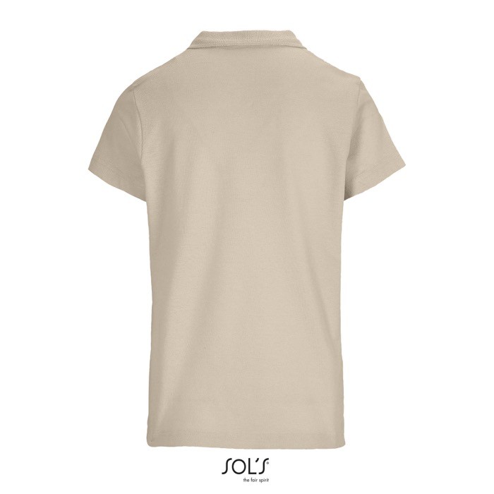 Polo para mujer de 100% algodón peinado y cuello canalé con 3 botones color nude vista trasera Polo para mujer de 100% algodón peinado y cuello canalé con 3 botones color nude vista trasera