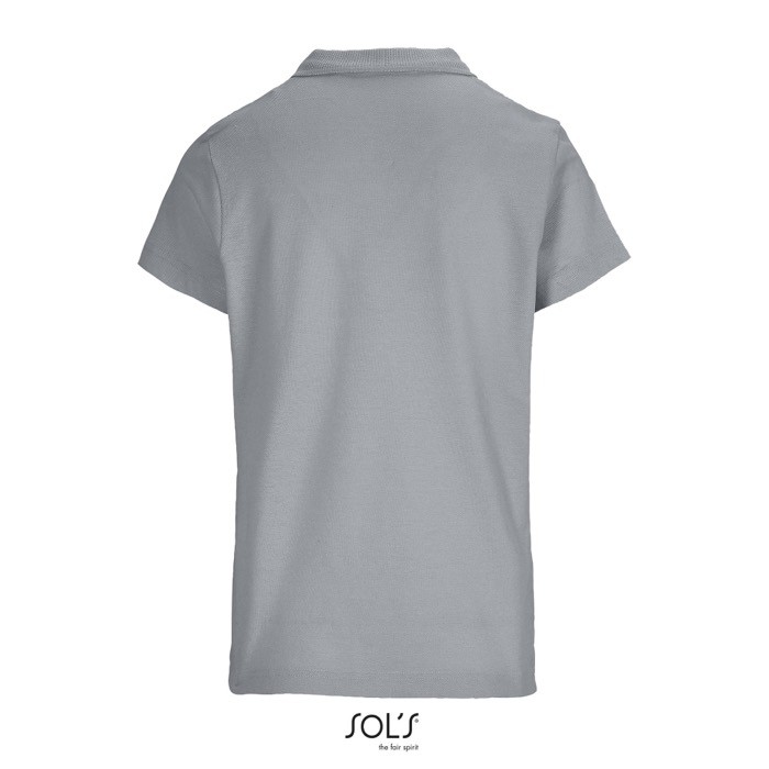 Polo para mujer de 100% algodón peinado y cuello canalé con 3 botones color gris vista trasera Polo para mujer de 100% algodón peinado y cuello canalé con 3 botones color gris vista trasera