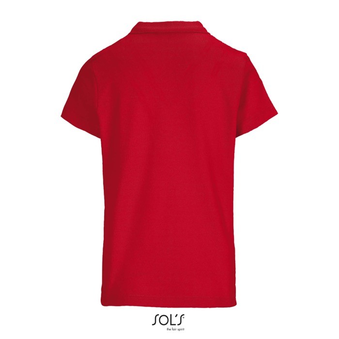 Polo para mujer de 100% algodón peinado y cuello canalé con 3 botones color rojo vista trasera Polo para mujer de 100% algodón peinado y cuello canalé con 3 botones color rojo vista trasera