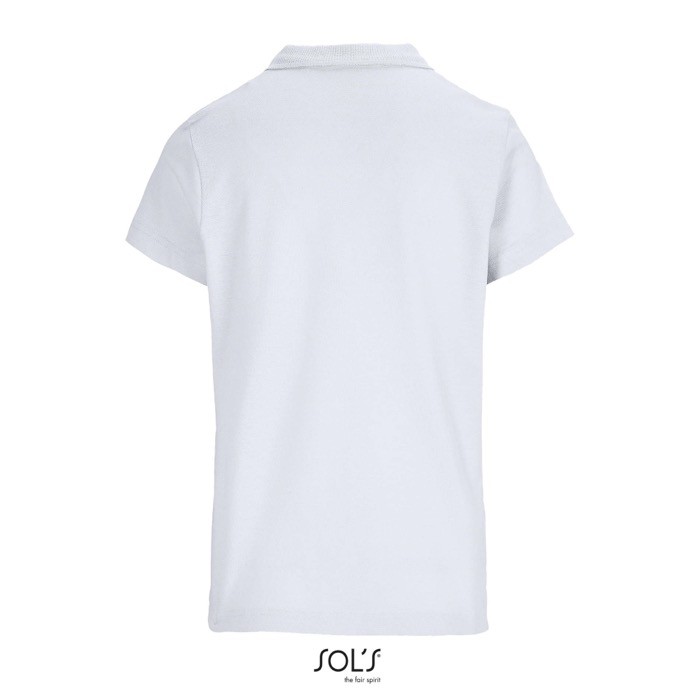 Polo para mujer de 100% algodón peinado y cuello canalé con 3 botones color blanco vista trasera Polo para mujer de 100% algodón peinado y cuello canalé con 3 botones color blanco vista trasera