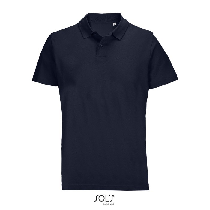 Polo unisex de 100% algodón peinado y cuello canalé con 2 botones color azul marino Polo unisex de 100% algodón peinado y cuello canalé con 2 botones color azul marino