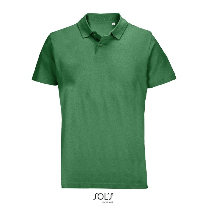Polo unisex de 100% algodón peinado y cuello canalé con 2 botones color verde octava vista Polo unisex de 100% algodón peinado y cuello canalé con 2 botones color verde octava vista
