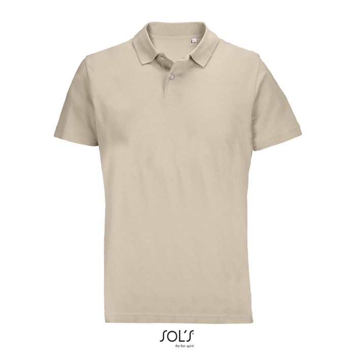 Polo unisex de 100% algodón peinado y cuello canalé con 2 botones color nude Polo unisex de 100% algodón peinado y cuello canalé con 2 botones color nude