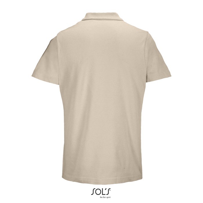 Polo unisex de 100% algodón peinado y cuello canalé con 2 botones color nude vista trasera Polo unisex de 100% algodón peinado y cuello canalé con 2 botones color nude vista trasera