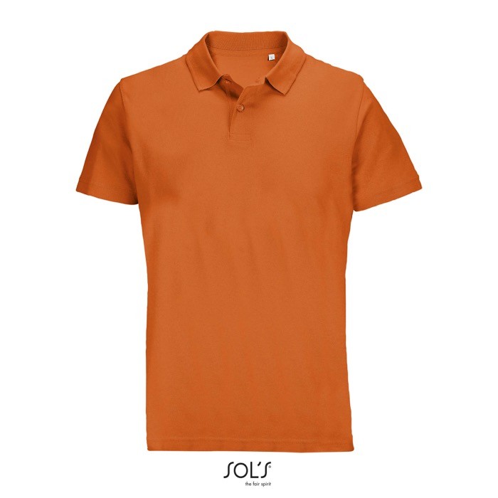 Polo unisex de 100% algodón peinado y cuello canalé con 2 botones color naranja Polo unisex de 100% algodón peinado y cuello canalé con 2 botones color naranja