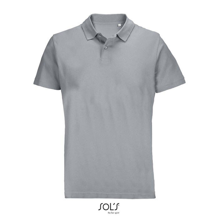 Polo unisex de 100% algodón peinado y cuello canalé con 2 botones color gris octava vista Polo unisex de 100% algodón peinado y cuello canalé con 2 botones color gris octava vista