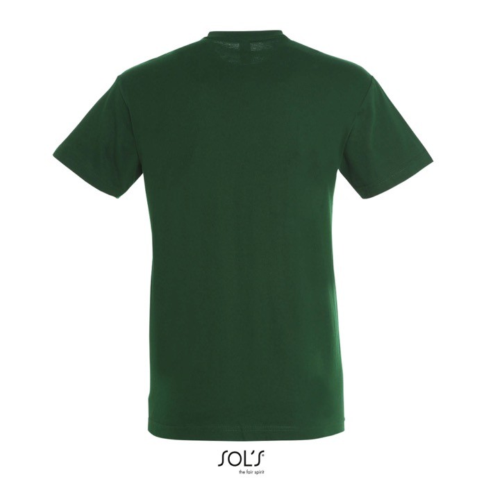 Camiseta unisex de algodón semipeinado de cuello redondo 150 g/m2 color verde oscuro vista trasera Camiseta unisex de algodón semipeinado de cuello redondo 150 g/m2 color verde oscuro vista trasera