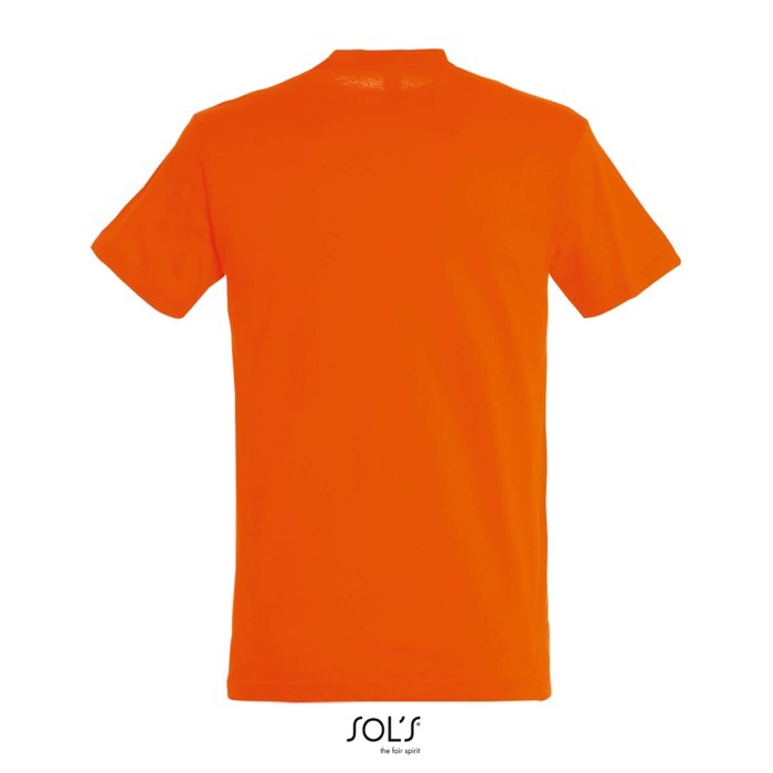 Camiseta unisex de algodón semipeinado de cuello redondo 150 g/m2 color naranja vista trasera Camiseta unisex de algodón semipeinado de cuello redondo 150 g/m2 color naranja vista trasera