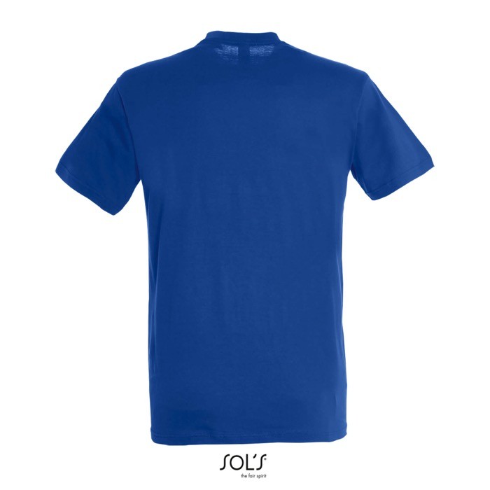 Camiseta unisex de algodón semipeinado de cuello redondo 150 g/m2 color azul real vista trasera Camiseta unisex de algodón semipeinado de cuello redondo 150 g/m2 color azul real vista trasera