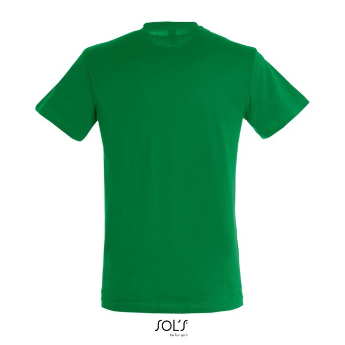 Camiseta unisex de algodón semipeinado de cuello redondo 150 g/m2 color verde vista trasera Camiseta unisex de algodón semipeinado de cuello redondo 150 g/m2 color verde vista trasera