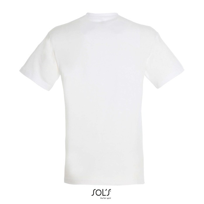 Camiseta unisex de algodón semipeinado de cuello redondo 150 g/m2 color blanco vista trasera Camiseta unisex de algodón semipeinado de cuello redondo 150 g/m2 color blanco vista trasera