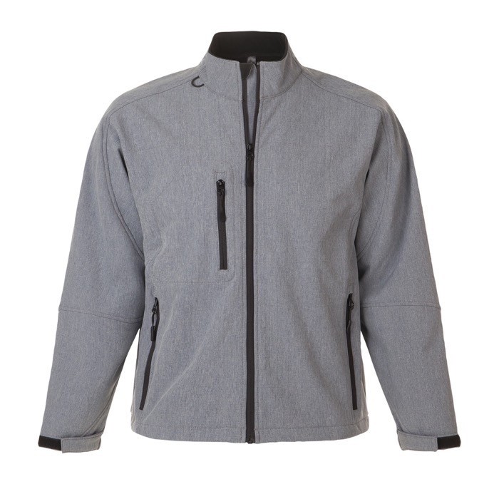 Chaqueta softshell personalizada 340 g/m2 color gris jaspeado Chaqueta softshell personalizada 340 g/m2 color gris jaspeado