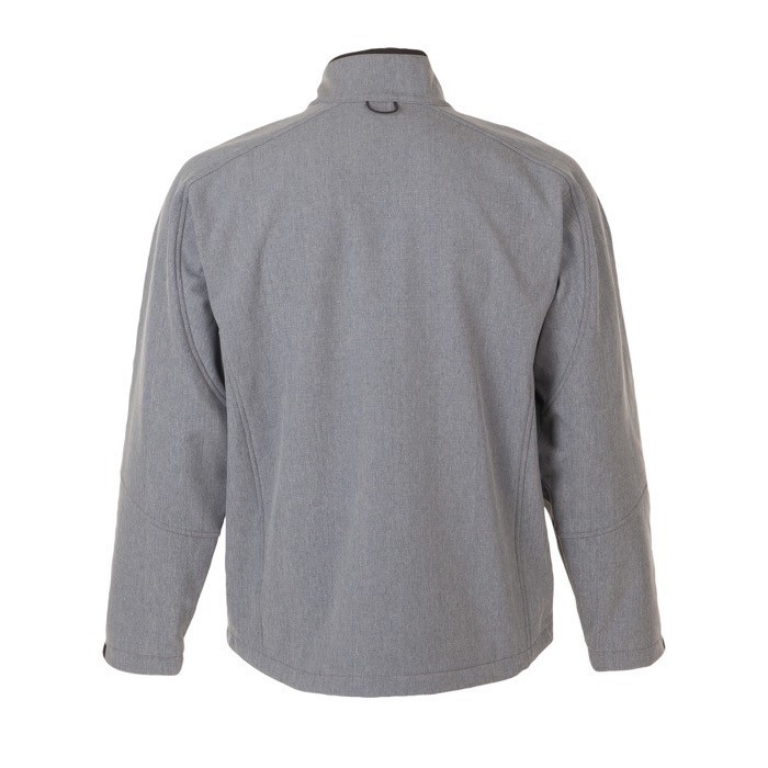 Chaqueta softshell personalizada 340 g/m2 color gris jaspeado con logo Chaqueta softshell personalizada 340 g/m2 color gris jaspeado con logo