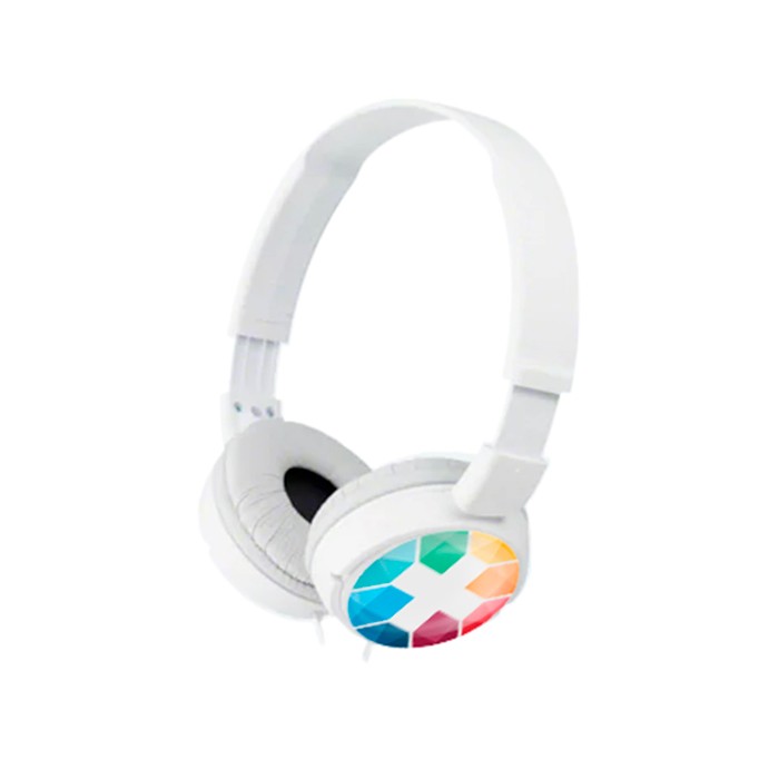 Auriculares con cable Sony On-Ear y con sonido balanceado color blanco vista con impresión Auriculares con cable Sony On-Ear y con sonido balanceado color blanco vista con impresión
