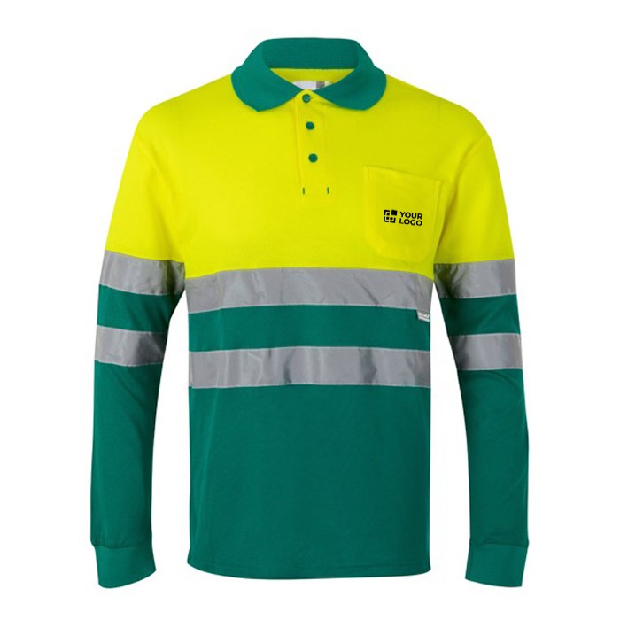Polo de trabajo bicolor de manga larga de alta visibilidad 150 g/m2 vista principal