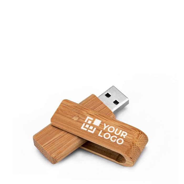 Usb giratorio de madera de bambú vista principal
