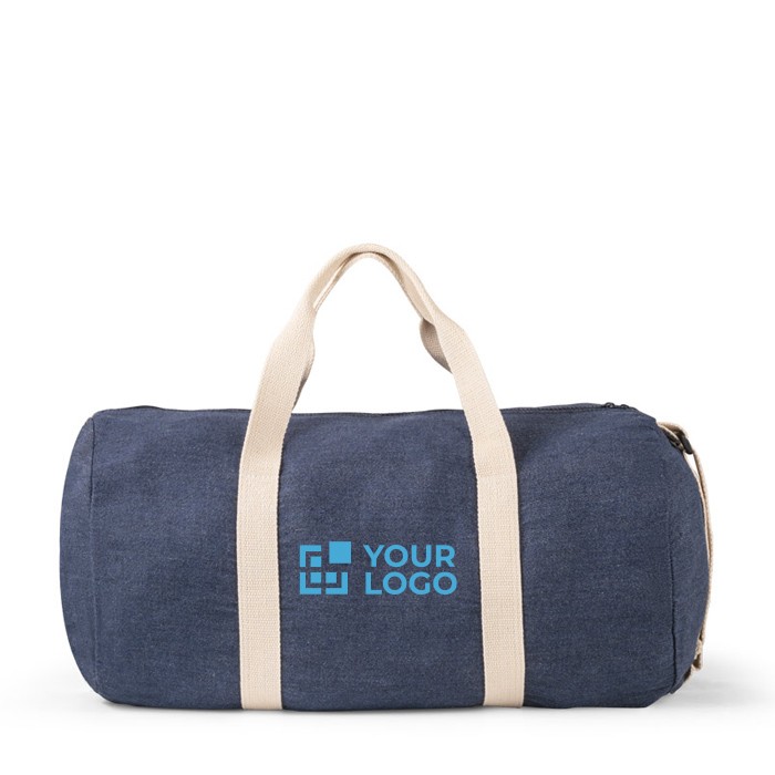 Bolsa de viaje de tela denim con asas y correa ajustable 300 g/m2 vista principal Bolsa de viaje de tela denim con asas y correa ajustable 300 g/m2 vista principal