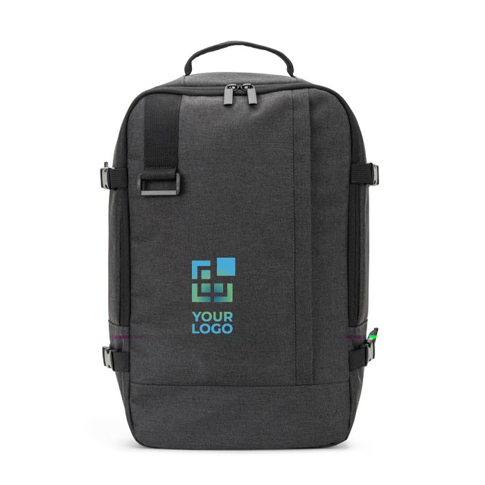 Mochila de poliéster reciclado con medidas para aerolíneas 14” vista principal