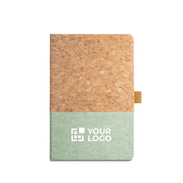 Libreta con tapa de corcho y logo vista principal