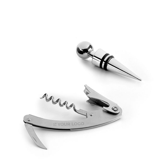 Set de vino de zinc con tres utensilios y caja incluidos vista principal