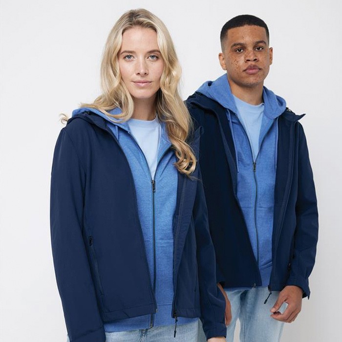 Chaqueta softshell de hombre casual fit 300 g/m2 Iqoniq color azul marino Chaqueta softshell de hombre casual fit 300 g/m2 Iqoniq color azul marino