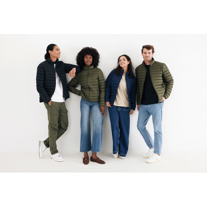 Chaqueta acolchada de poliéster reciclado hombre casual fit 70 g/m2 IQONIQ Maiko color negro