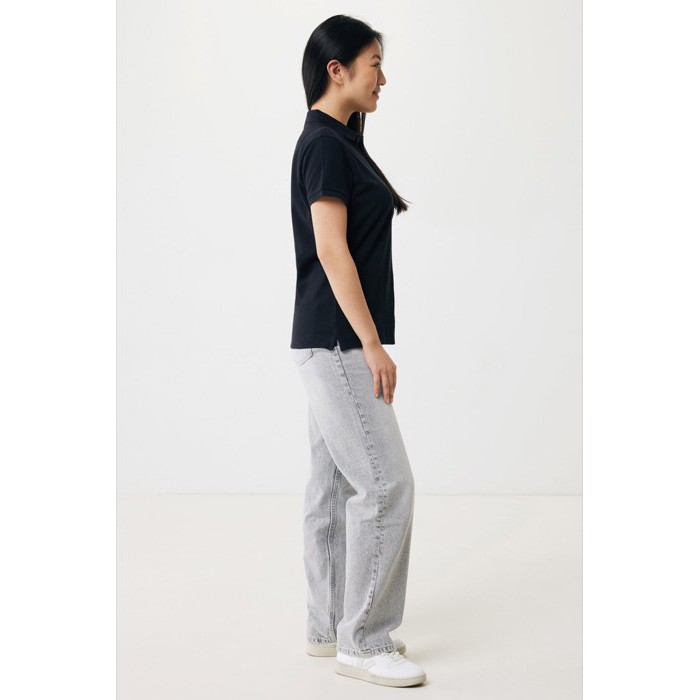 Polo piqué de algodón reciclado de mujer casual fit 220 g/m2 Iqoniq color negro Polo piqué de algodón reciclado de mujer casual fit 220 g/m2 Iqoniq color negro