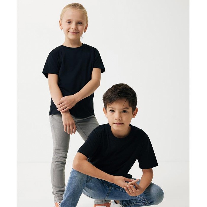 Camiseta de niños de algodón reciclado casual fit 160 g/m2 Iqoniq color negro tercera vista Camiseta de niños de algodón reciclado casual fit 160 g/m2 Iqoniq color negro tercera vista