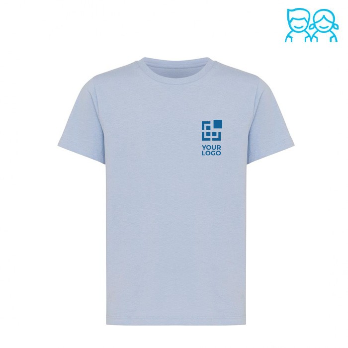 Camiseta de niños de algodón reciclado casual fit 160 g/m2 Iqoniq color azul cian vista de impresión Camiseta de niños de algodón reciclado casual fit 160 g/m2 Iqoniq color azul cian vista de impresión