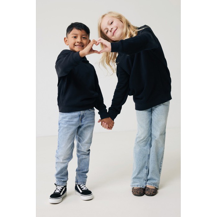 Sudadera infantil de algodón recicladocon capucha 280 g/m2 Iqoniq color negro Sudadera infantil de algodón recicladocon capucha 280 g/m2 Iqoniq color negro