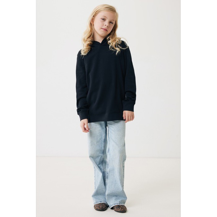 Sudadera infantil de algodón recicladocon capucha 280 g/m2 Iqoniq color negro Sudadera infantil de algodón recicladocon capucha 280 g/m2 Iqoniq color negro