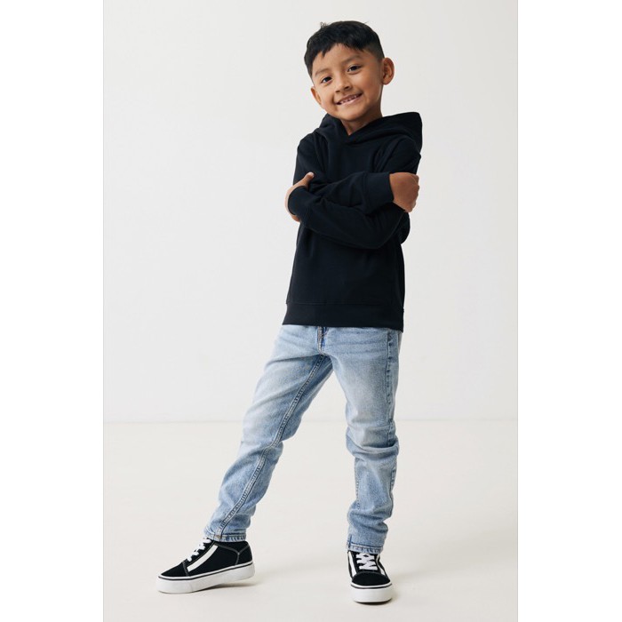 Sudadera infantil de algodón recicladocon capucha 280 g/m2 Iqoniq color negro Sudadera infantil de algodón recicladocon capucha 280 g/m2 Iqoniq color negro
