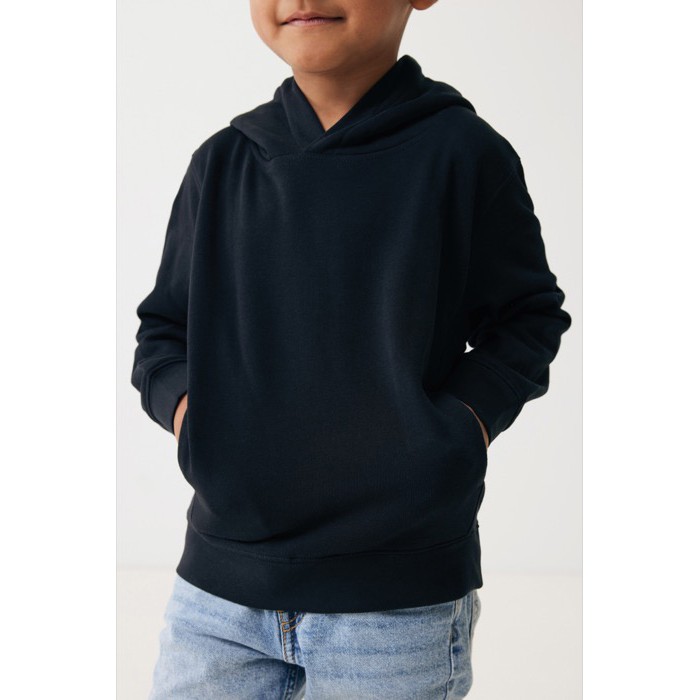 Sudadera infantil de algodón recicladocon capucha 280 g/m2 Iqoniq color negro Sudadera infantil de algodón recicladocon capucha 280 g/m2 Iqoniq color negro