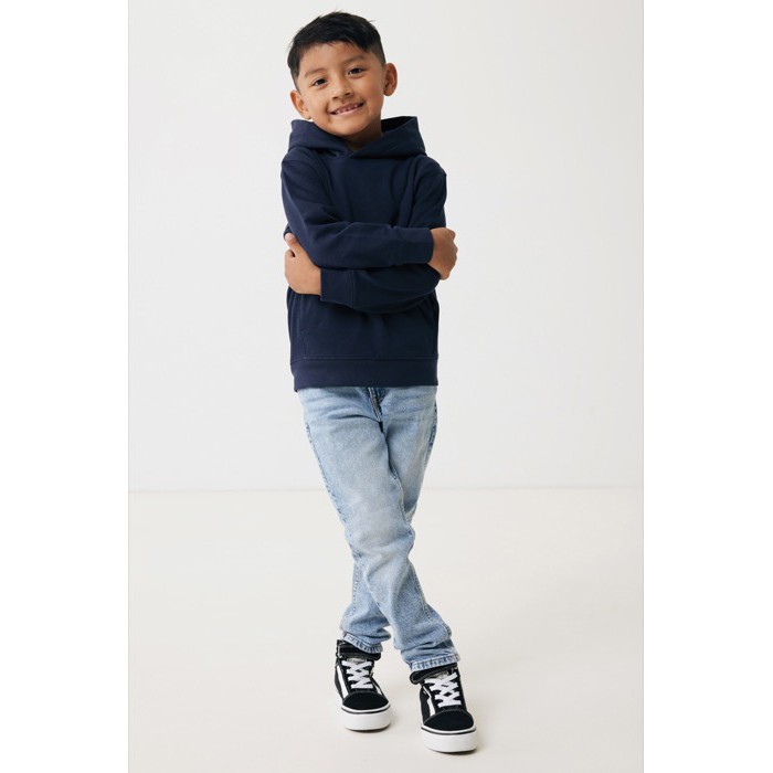 Sudadera infantil de algodón recicladocon capucha 280 g/m2 Iqoniq color azul marino Sudadera infantil de algodón recicladocon capucha 280 g/m2 Iqoniq color azul marino