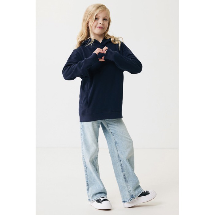 Sudadera infantil de algodón recicladocon capucha 280 g/m2 Iqoniq color azul marino Sudadera infantil de algodón recicladocon capucha 280 g/m2 Iqoniq color azul marino