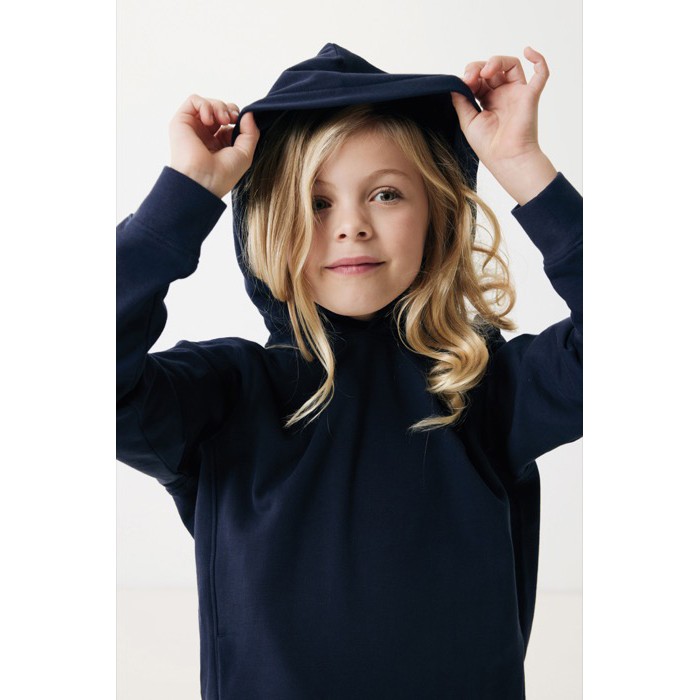 Sudadera infantil de algodón recicladocon capucha 280 g/m2 Iqoniq color azul marino Sudadera infantil de algodón recicladocon capucha 280 g/m2 Iqoniq color azul marino