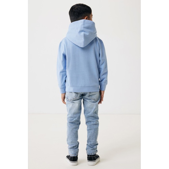 Sudadera infantil de algodón recicladocon capucha 280 g/m2 Iqoniq color azul cian Sudadera infantil de algodón recicladocon capucha 280 g/m2 Iqoniq color azul cian