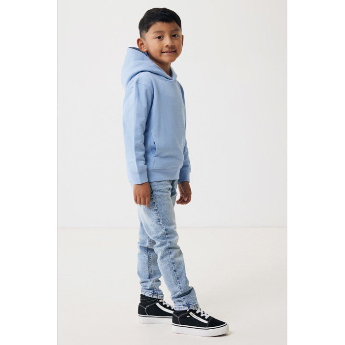 Sudadera infantil de algodón recicladocon capucha 280 g/m2 Iqoniq color azul cian Sudadera infantil de algodón recicladocon capucha 280 g/m2 Iqoniq color azul cian