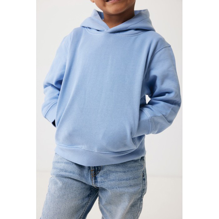 Sudadera infantil de algodón recicladocon capucha 280 g/m2 Iqoniq color azul cian Sudadera infantil de algodón recicladocon capucha 280 g/m2 Iqoniq color azul cian