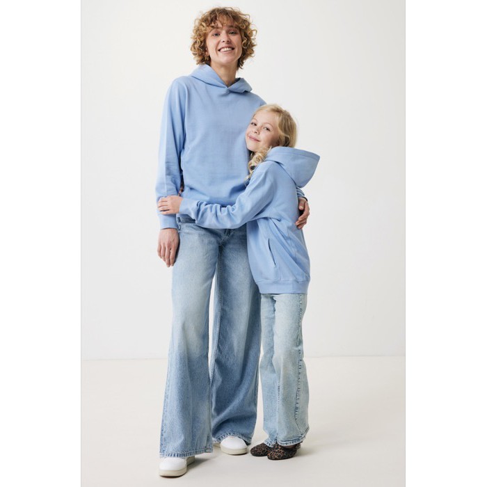 Sudadera infantil de algodón recicladocon capucha 280 g/m2 Iqoniq color azul cian Sudadera infantil de algodón recicladocon capucha 280 g/m2 Iqoniq color azul cian