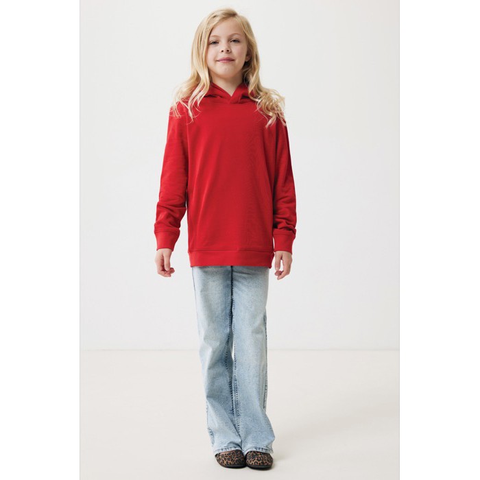 Sudadera infantil de algodón recicladocon capucha 280 g/m2 Iqoniq color rojo Sudadera infantil de algodón recicladocon capucha 280 g/m2 Iqoniq color rojo