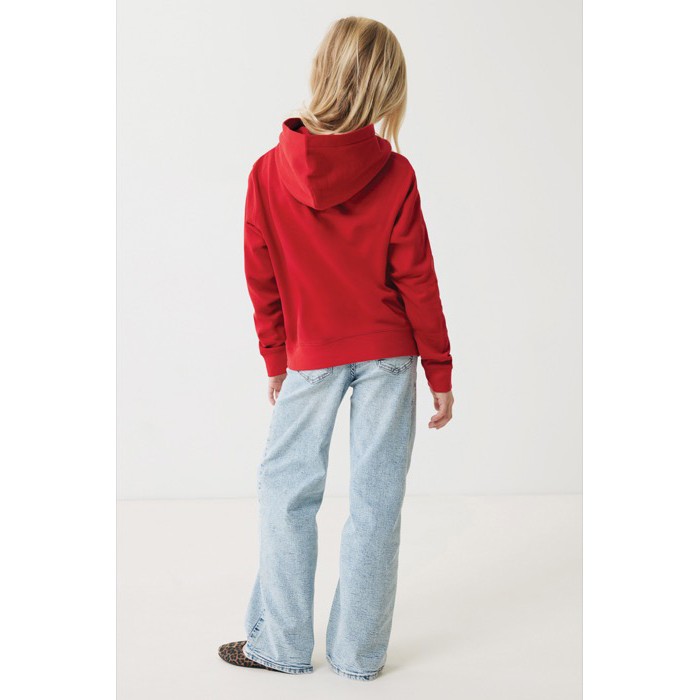 Sudadera infantil de algodón recicladocon capucha 280 g/m2 Iqoniq color rojo Sudadera infantil de algodón recicladocon capucha 280 g/m2 Iqoniq color rojo