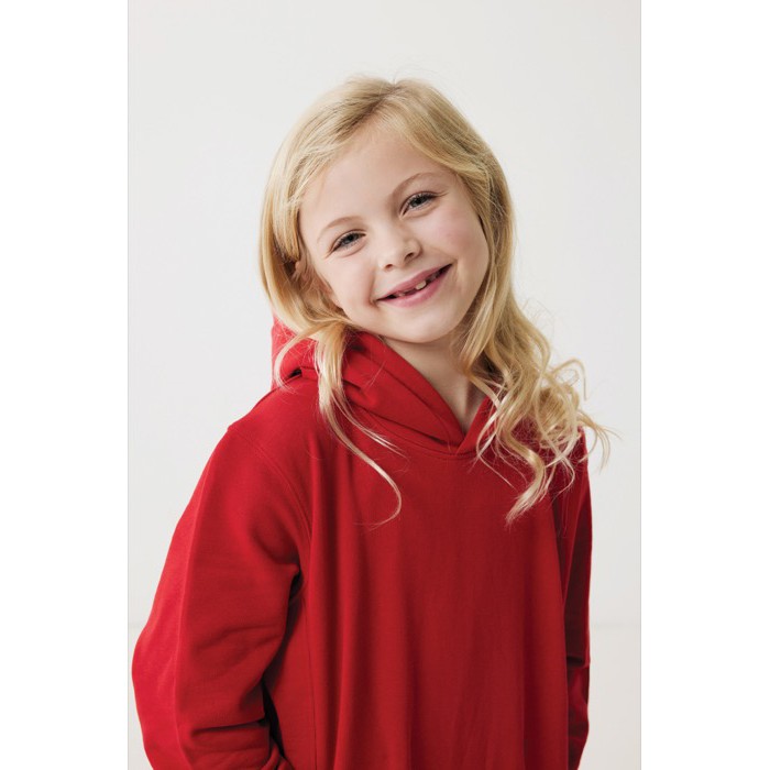 Sudadera infantil de algodón recicladocon capucha 280 g/m2 Iqoniq color rojo Sudadera infantil de algodón recicladocon capucha 280 g/m2 Iqoniq color rojo