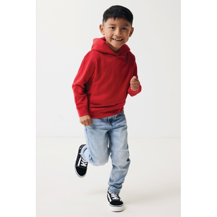 Sudadera infantil de algodón recicladocon capucha 280 g/m2 Iqoniq color rojo Sudadera infantil de algodón recicladocon capucha 280 g/m2 Iqoniq color rojo