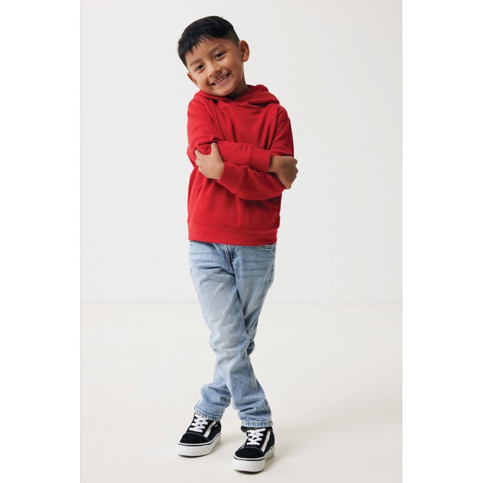 Sudadera infantil de algodón recicladocon capucha 280 g/m2 Iqoniq color rojo Sudadera infantil de algodón recicladocon capucha 280 g/m2 Iqoniq color rojo