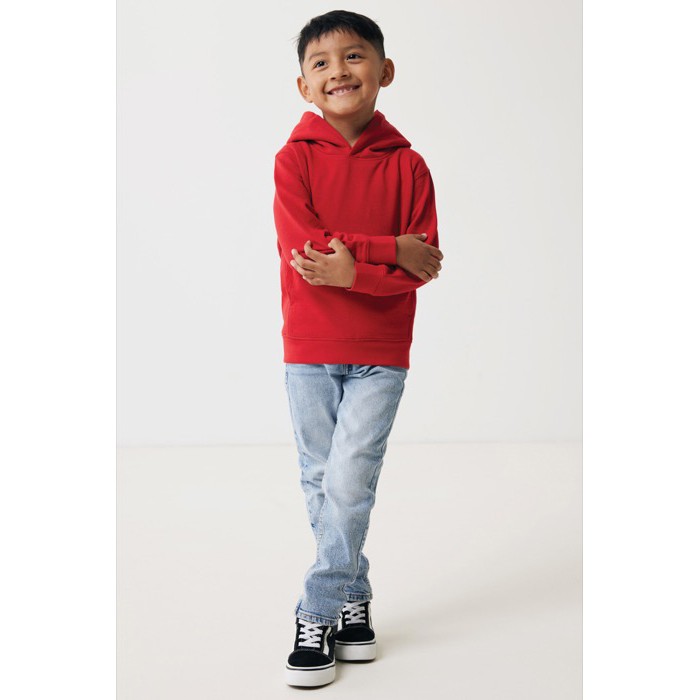 Sudadera infantil de algodón recicladocon capucha 280 g/m2 Iqoniq color rojo Sudadera infantil de algodón recicladocon capucha 280 g/m2 Iqoniq color rojo