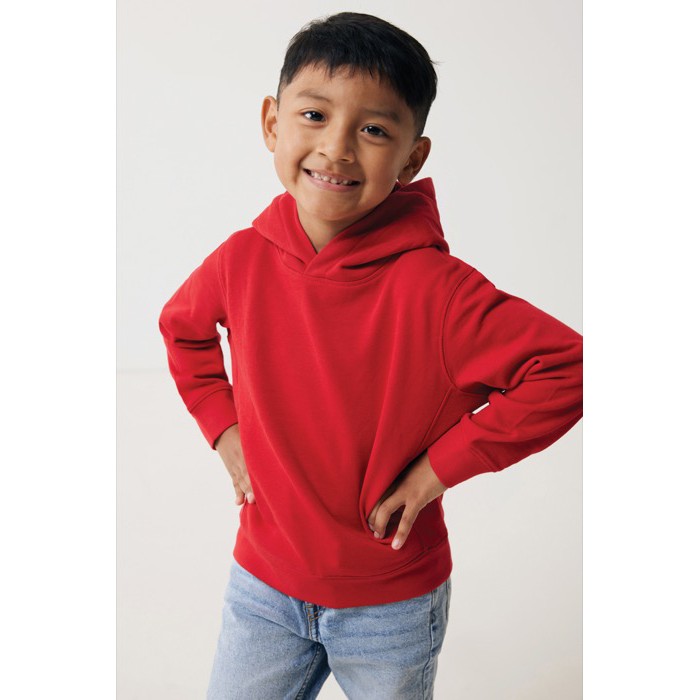 Sudadera infantil de algodón recicladocon capucha 280 g/m2 Iqoniq color rojo Sudadera infantil de algodón recicladocon capucha 280 g/m2 Iqoniq color rojo