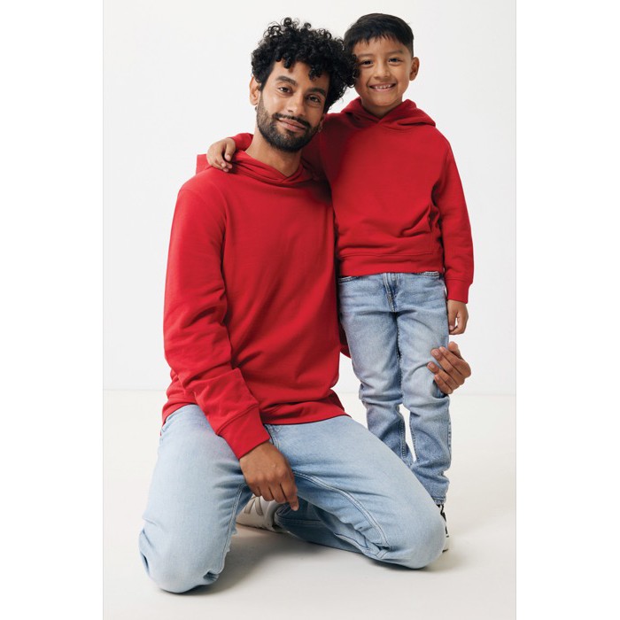 Sudadera infantil de algodón recicladocon capucha 280 g/m2 Iqoniq color rojo Sudadera infantil de algodón recicladocon capucha 280 g/m2 Iqoniq color rojo